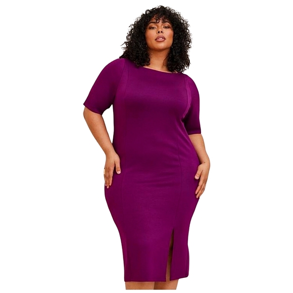Torrid Purple Midi Studio Cupro Bodycon Dress - Picture 1 of 7